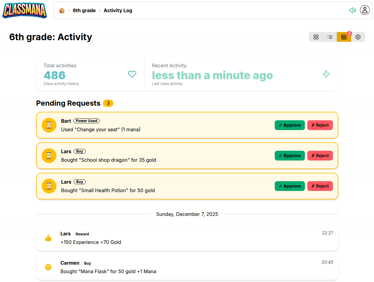 Virkni síða með beiðnum í bið